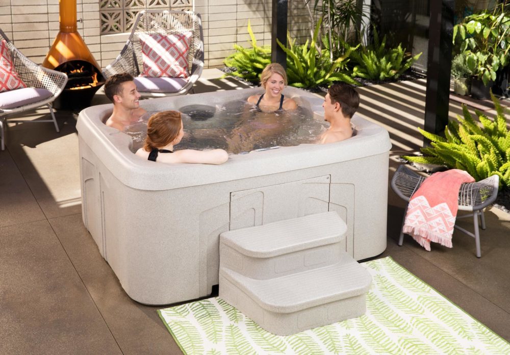 Hot Tubs Steps Lifesmart Spas Simplicity 4 Person Plug And Play Hot Tub Spa With Cover Patio Lawn